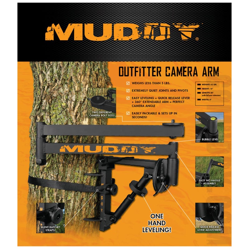 Muddy Outfitter Camera Arm with Steel Construction, 360-Degree Extension, Bubble Level, and Quick Release Lever Adjustments (Black) - Image 5